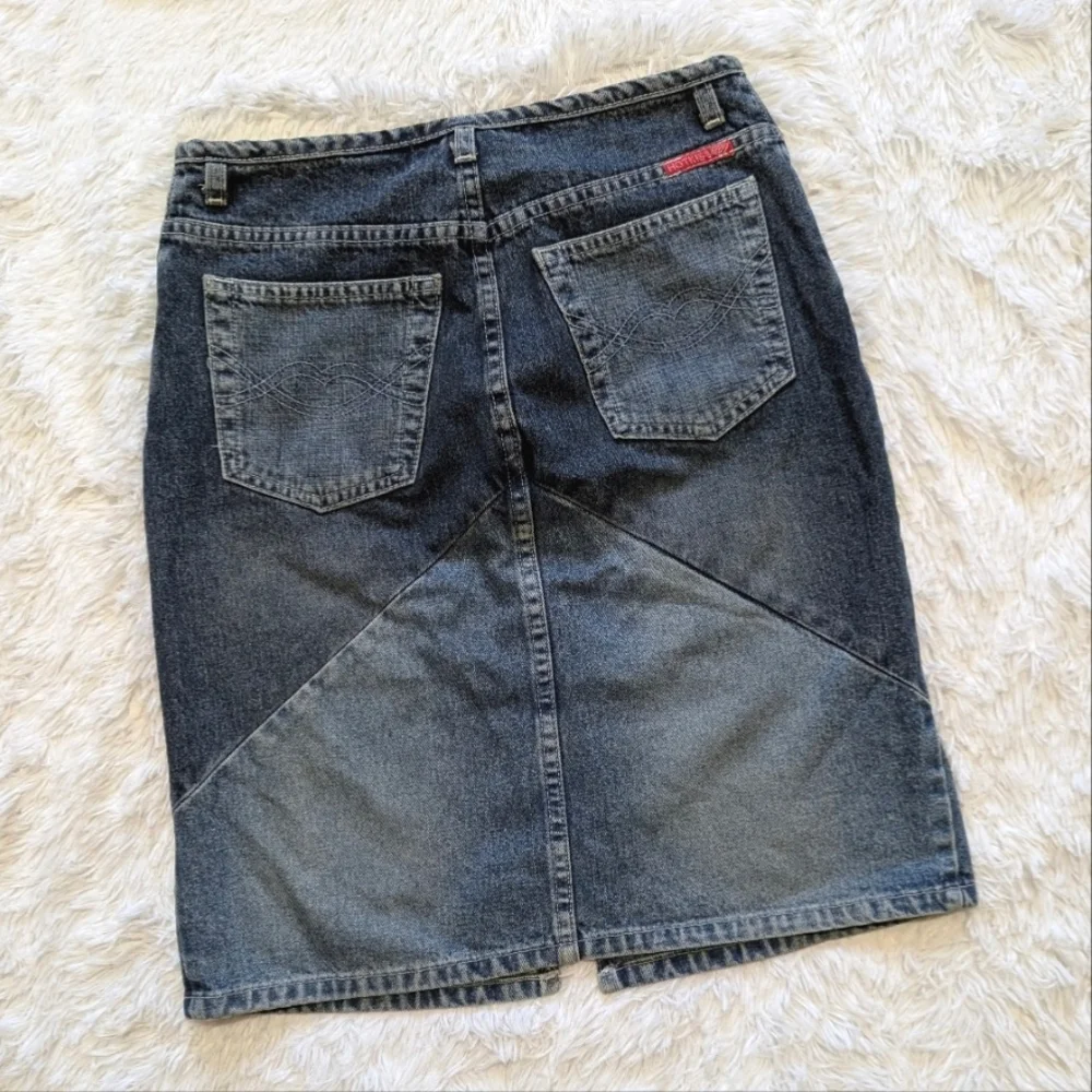 Y2K Vintage Hot Kiss Patchwork Denim Slit Front Pencil Skirt Size 1/23